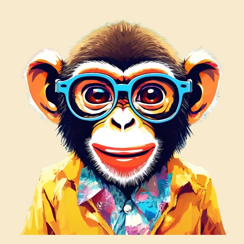 Vibrant Monkey with Retro Glasses