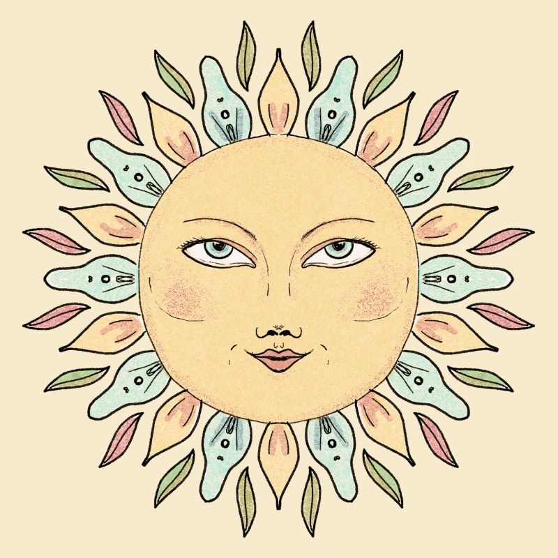 Sonnengesicht Mandala Stil