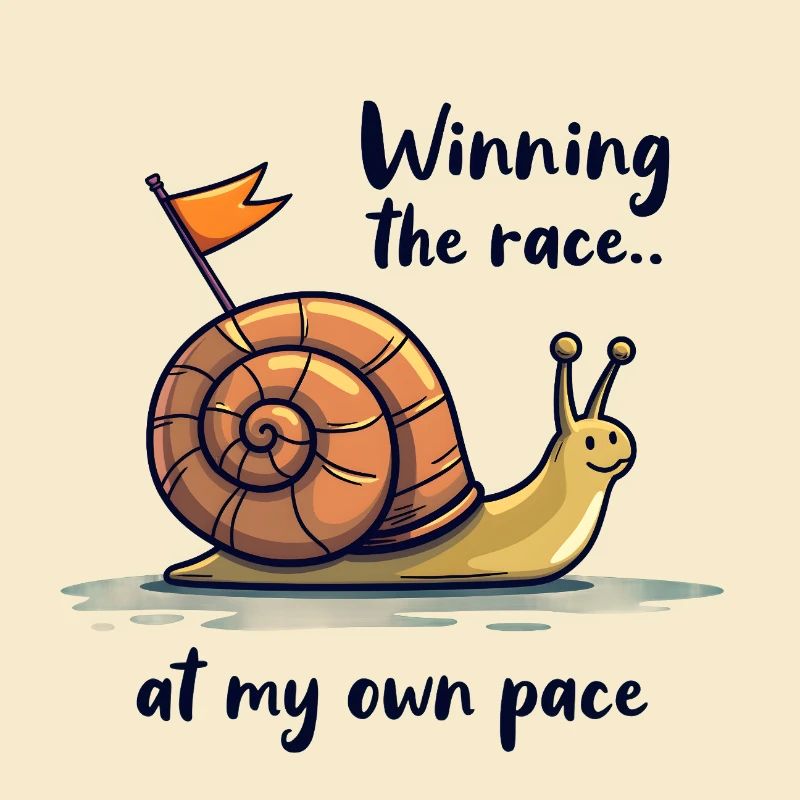 Escargot avec drapeau « Gagner la course »