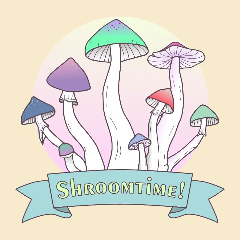 Shroomtime! Psilocybe Cubensis colored design