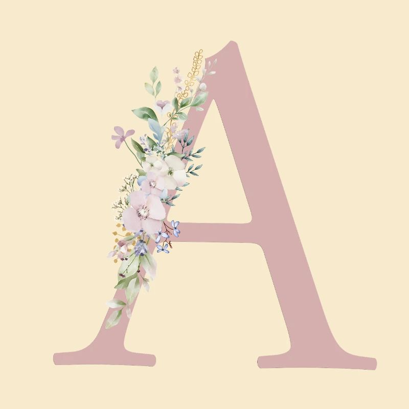 A Monogramm, Floral, personalisierbar