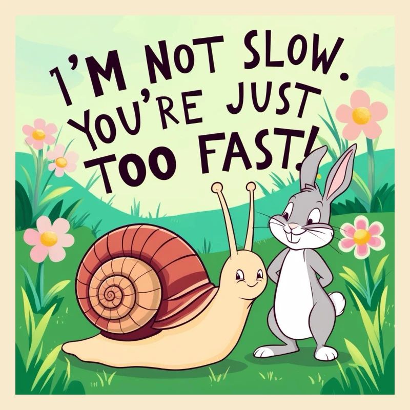 A rabbit and a snail "Slow and Fast"