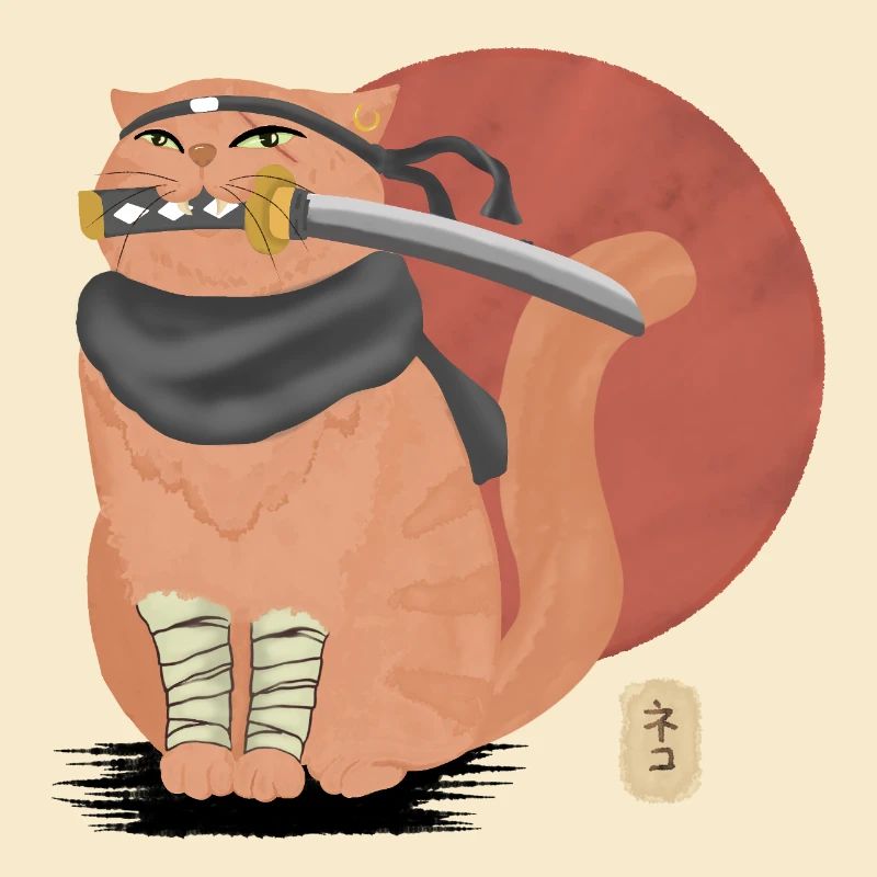 Chat samouraï avec Katana
