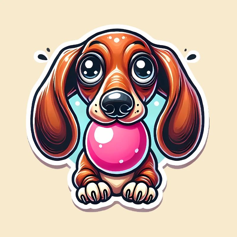 Dessin animé de chewing-gum teckel