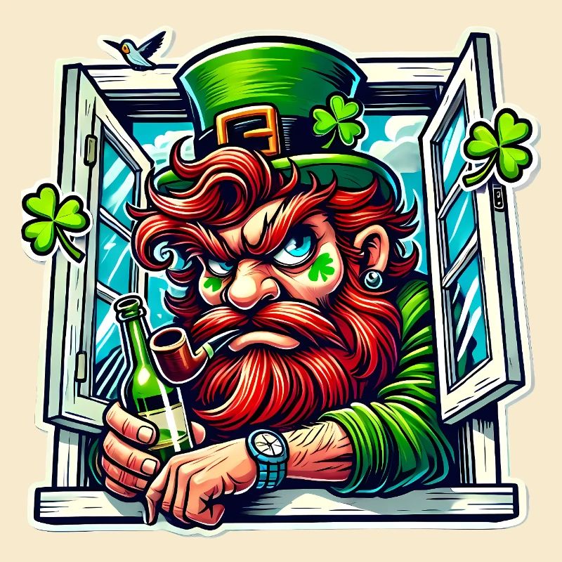 Grumpy Leprechaun St Patricks Window