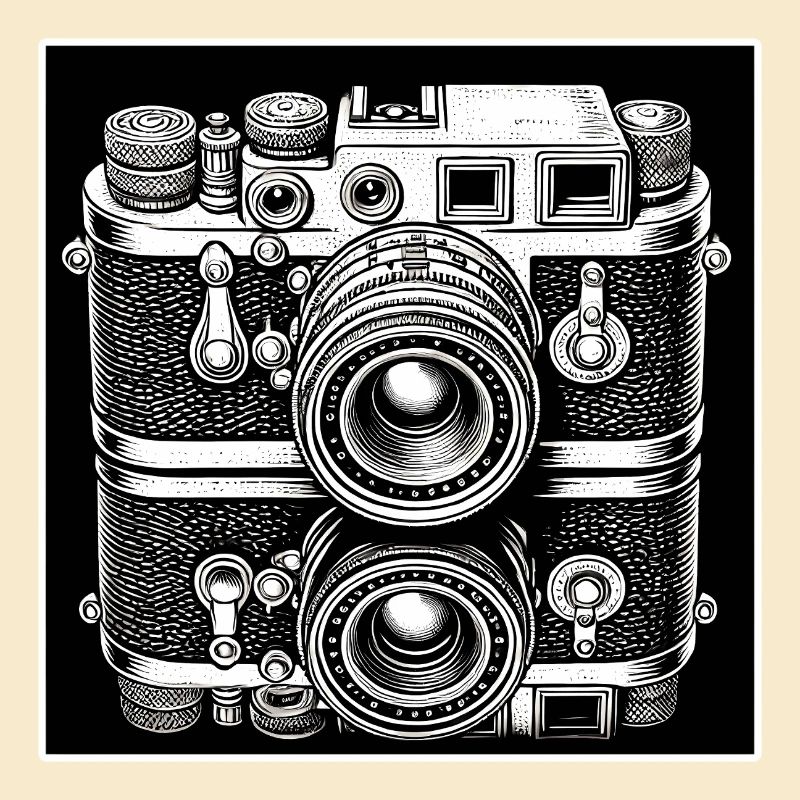 Vintage Camera Engraving Style