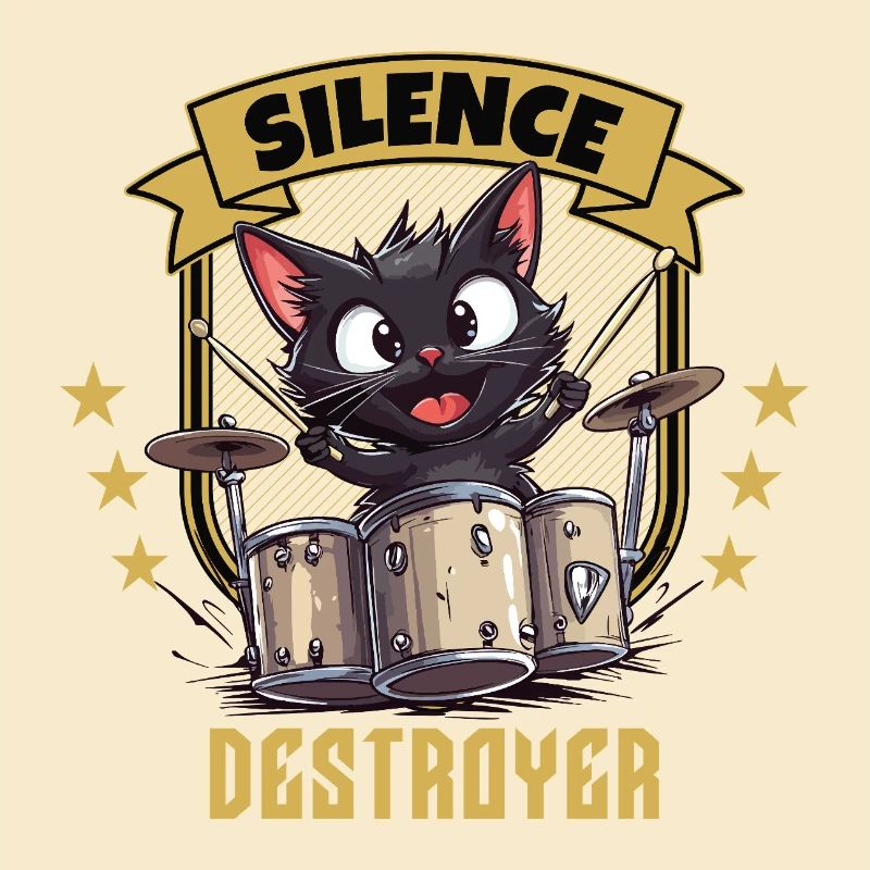 Drums Drums Silence Destroyer Cat Funny