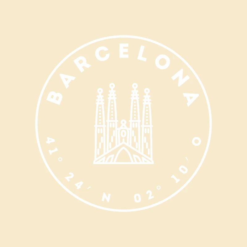 Barcelona with cathedral and coordinates