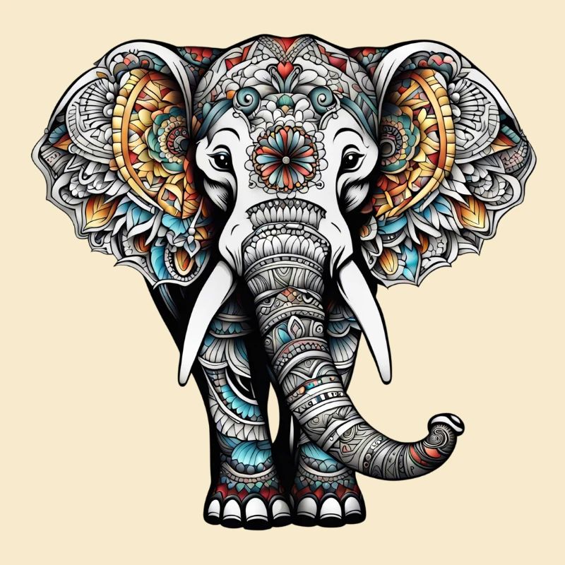 bunter elefant im tattoo style