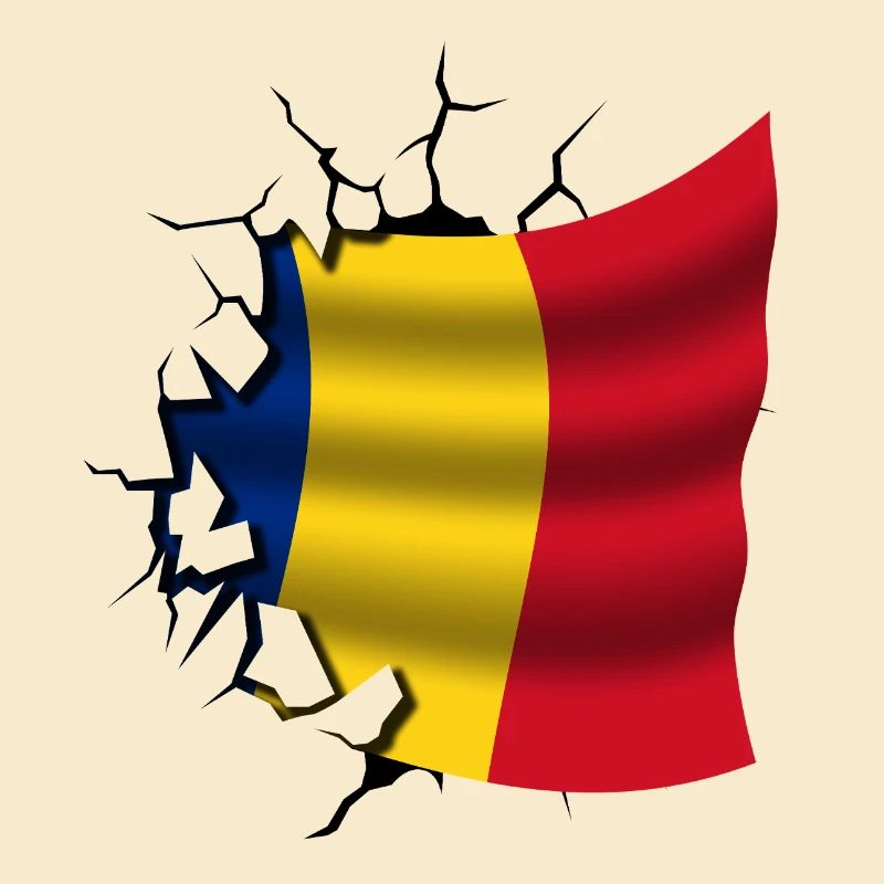 Drapeau de la Roumanie - Roumanie - Drapeau Broken Design