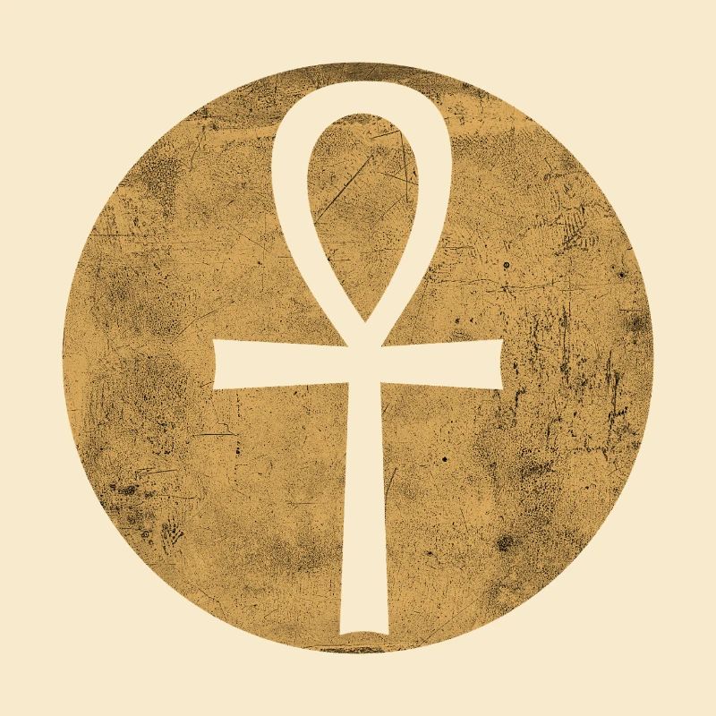 Croix égyptienne Ankh dans cercle doré