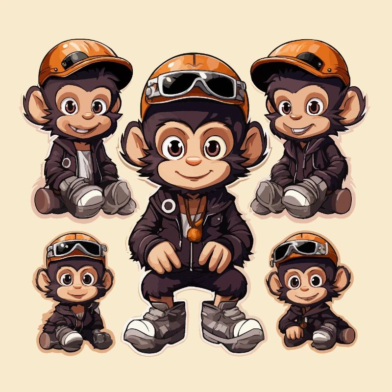 Monkey Skateboarding Sticker Pack