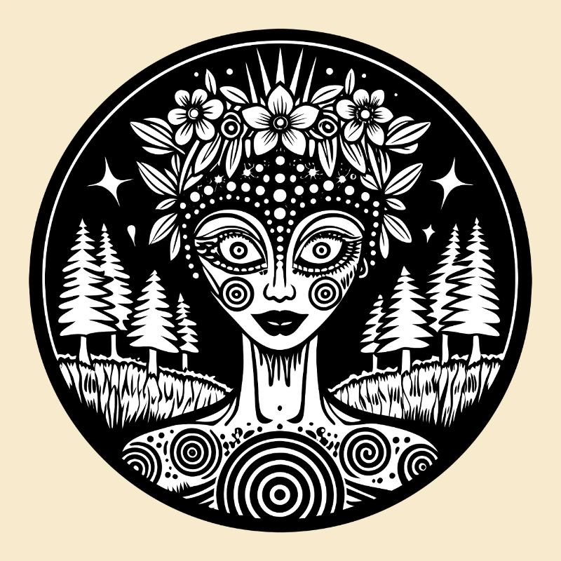 Mystischer Waldgeist Illustration