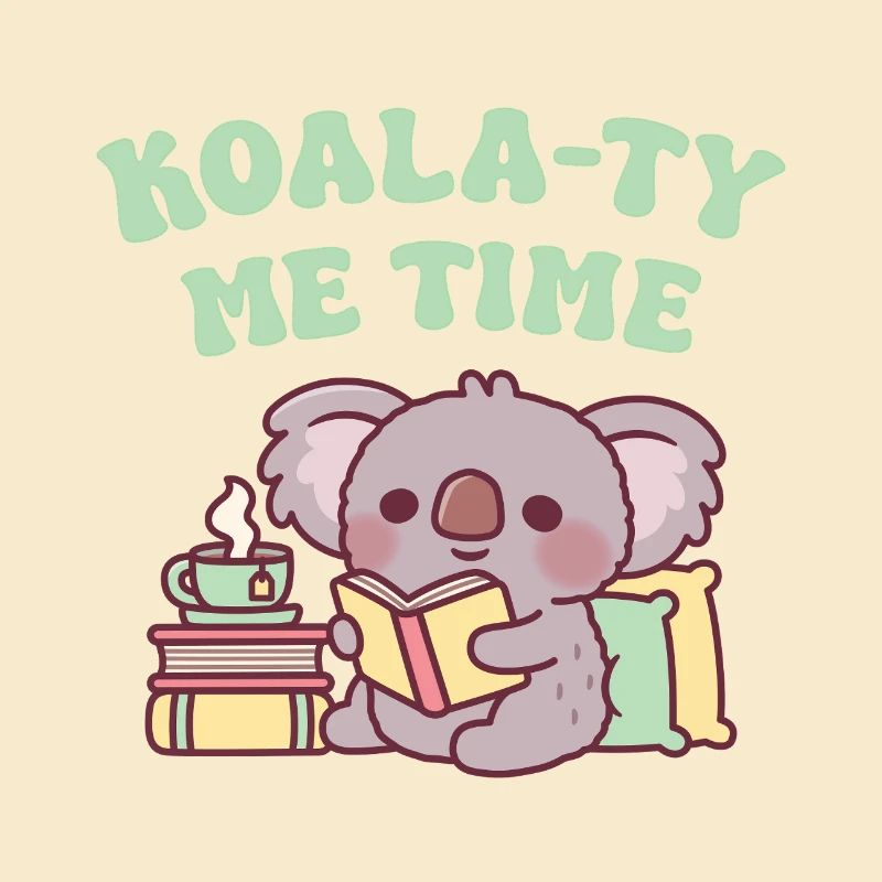 Cute Koala Reading A Book Koala-ty Me Time Pun