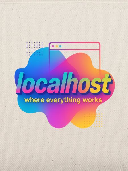 Localhost Buntes Grafik-T-Shirt für Entwickler