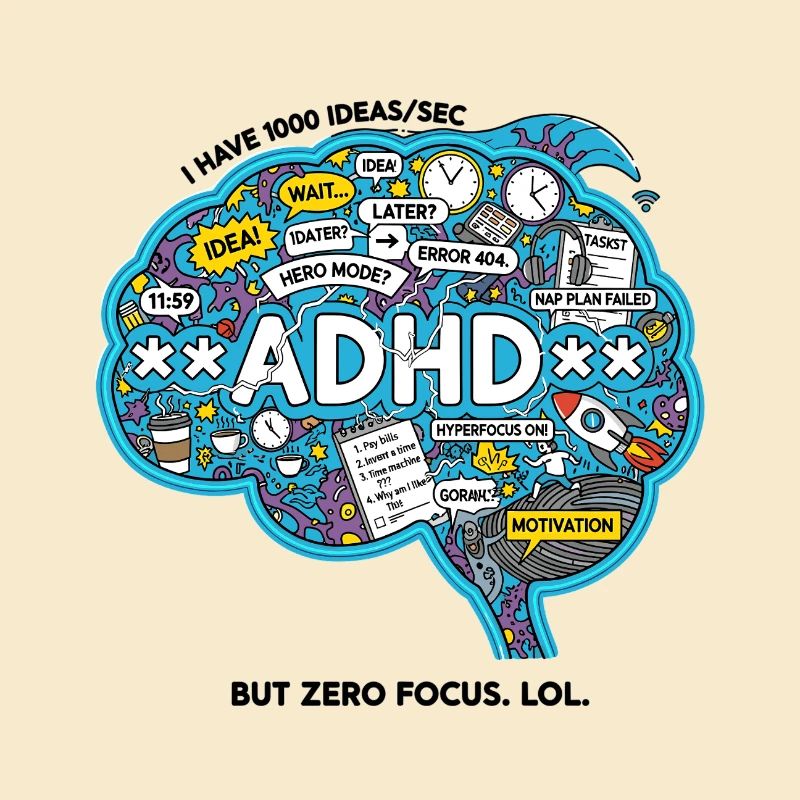 ADHD Brain Chaos Illustration