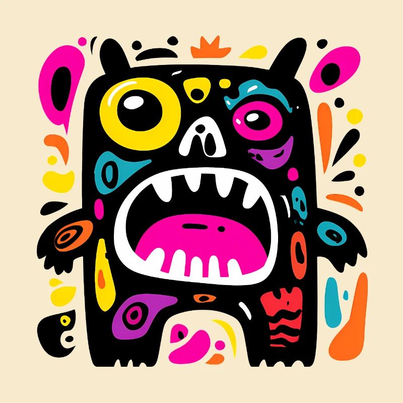 Buntes, ausdrucksstarkes Monster-Design