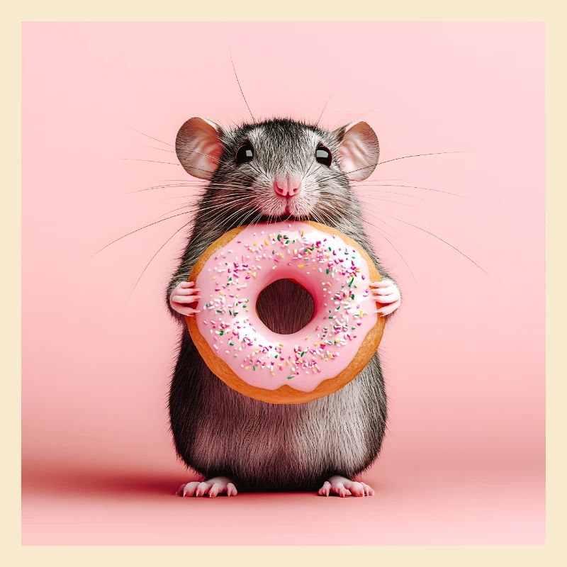 Süße Maus mit buntem Donut