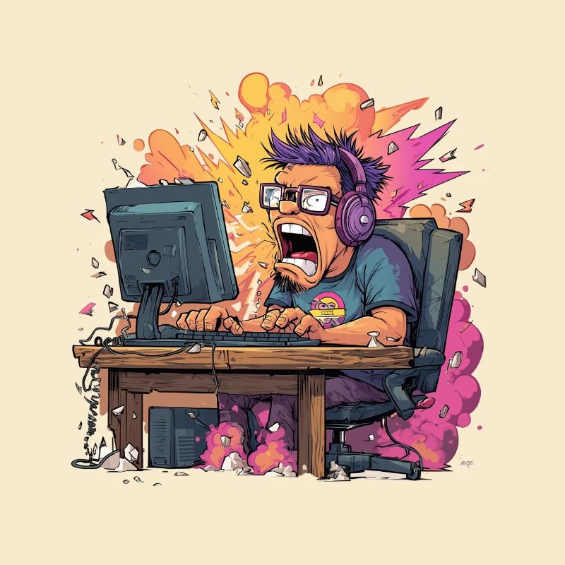 Gaming Rage Explosion – Gamer in Rage Mode