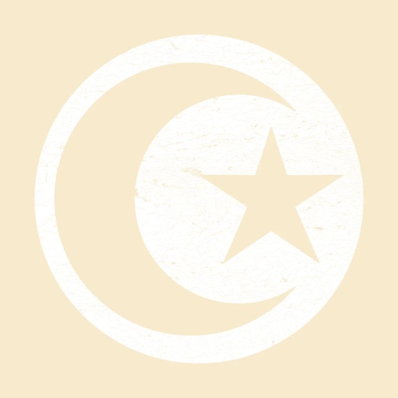 Crescent and star islam white circle