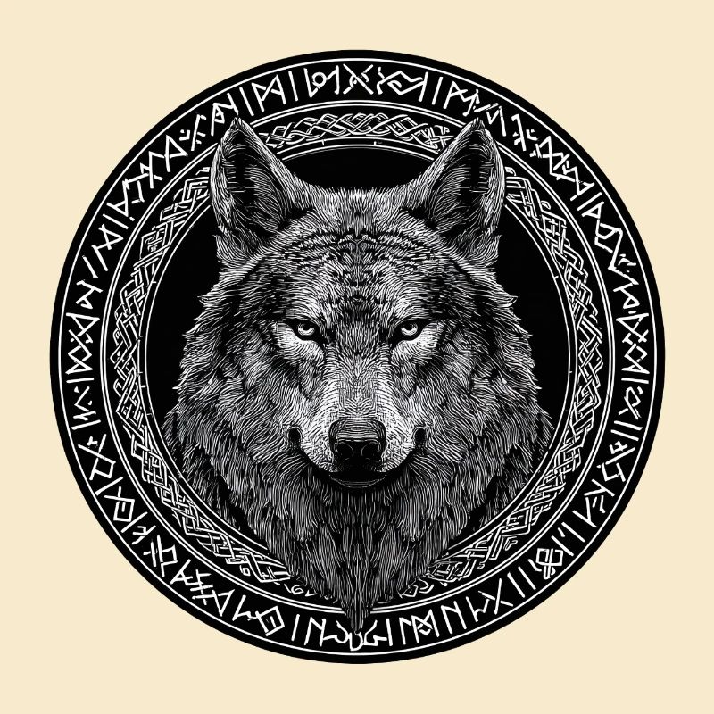 Nordischer Wolf Wikinger Runen