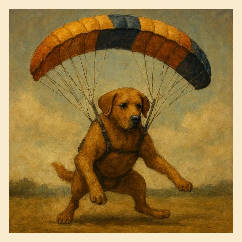 Welpe mit Fallschirm Illustration