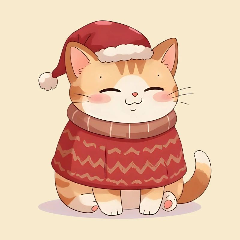 Anime Katze im Weihnachtspullover - Christmas 