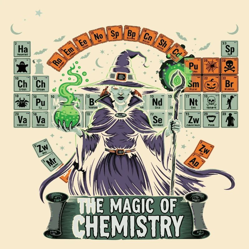 Witch with Potions and Periodic Table