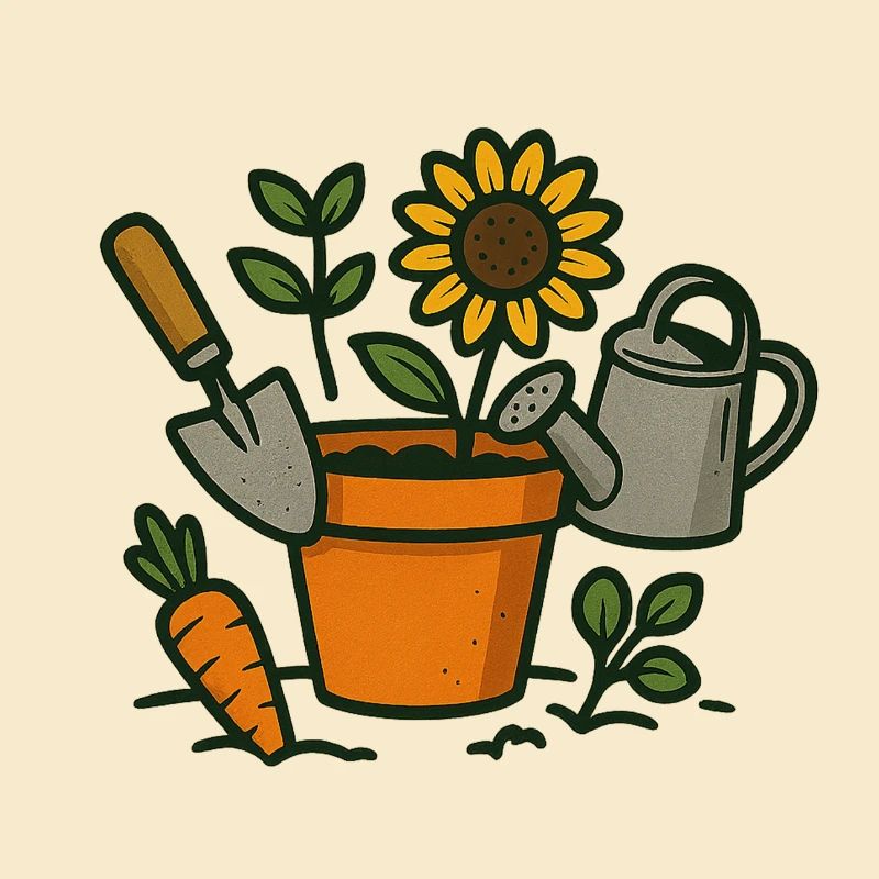 Blühender Garten mit Sonnenblume