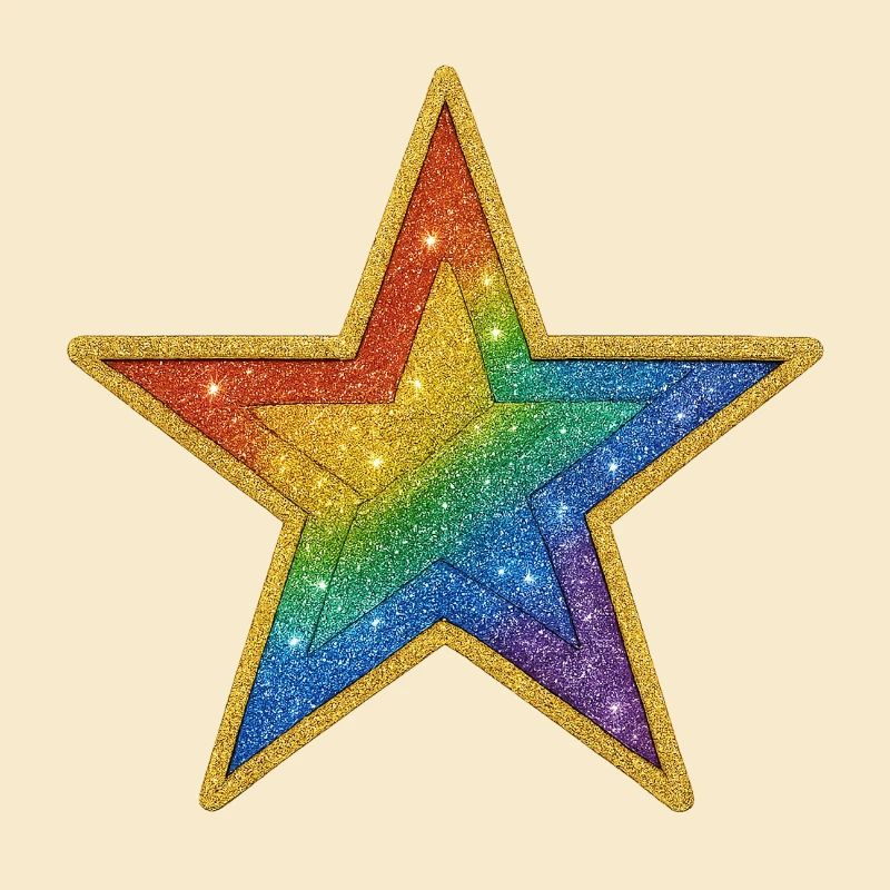 Regenbogen-Glitzer-Stern-Patch-Design