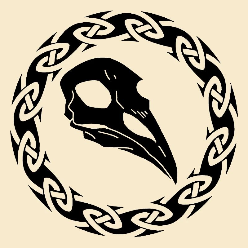 Schwarzer Wikinger Rabe Schädel