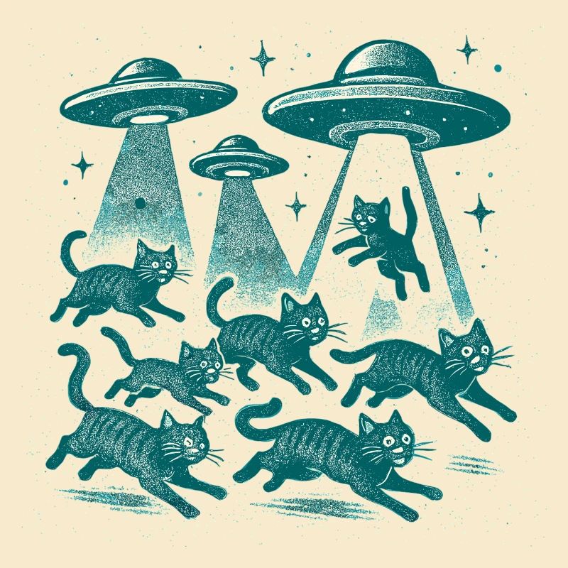 Alien UFOs UFO Cat Cats Beaming Retro Gift