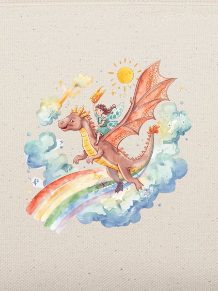 Mädchen mit Drachen und Regenbogen