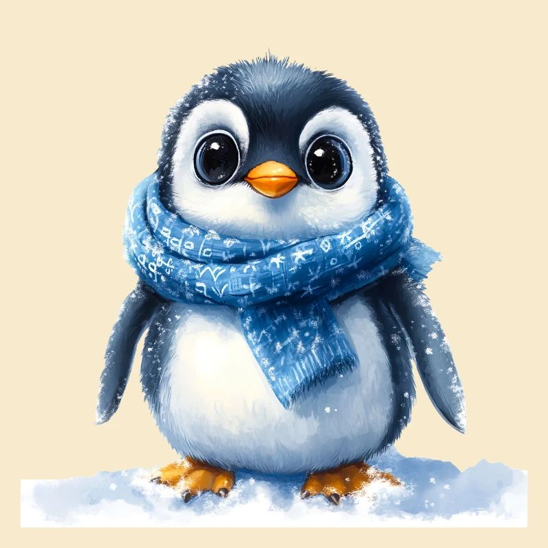 Niedlicher Pinguin mit Winteraccessoire