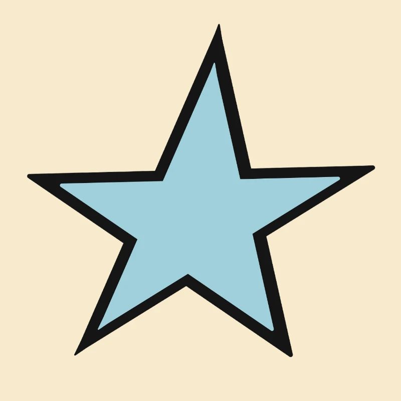 Bright blue star with black border