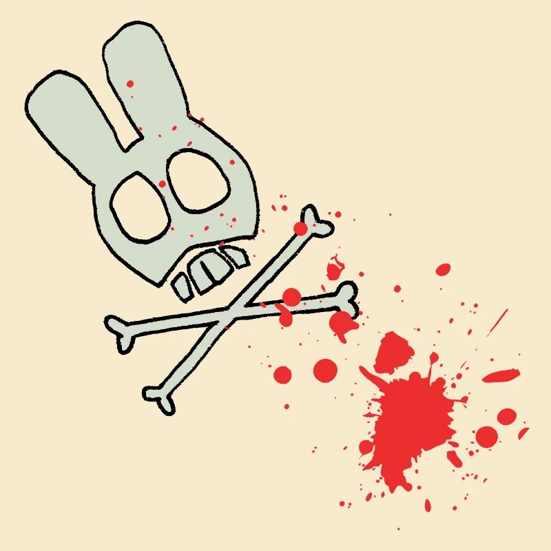 Squelette de crâne avec éclaboussures de sang