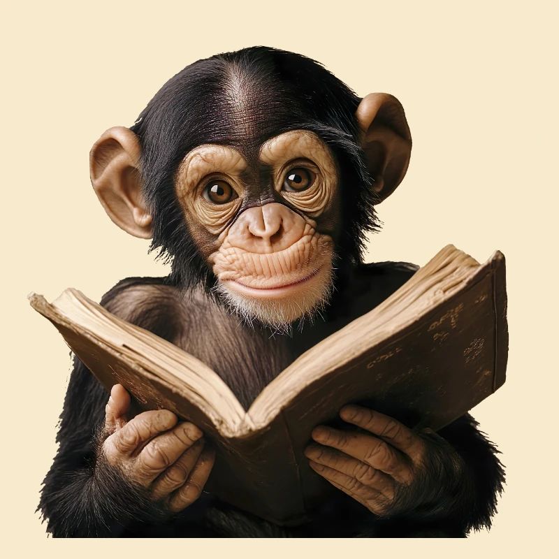 Wissbegieriger Affe mit Buch