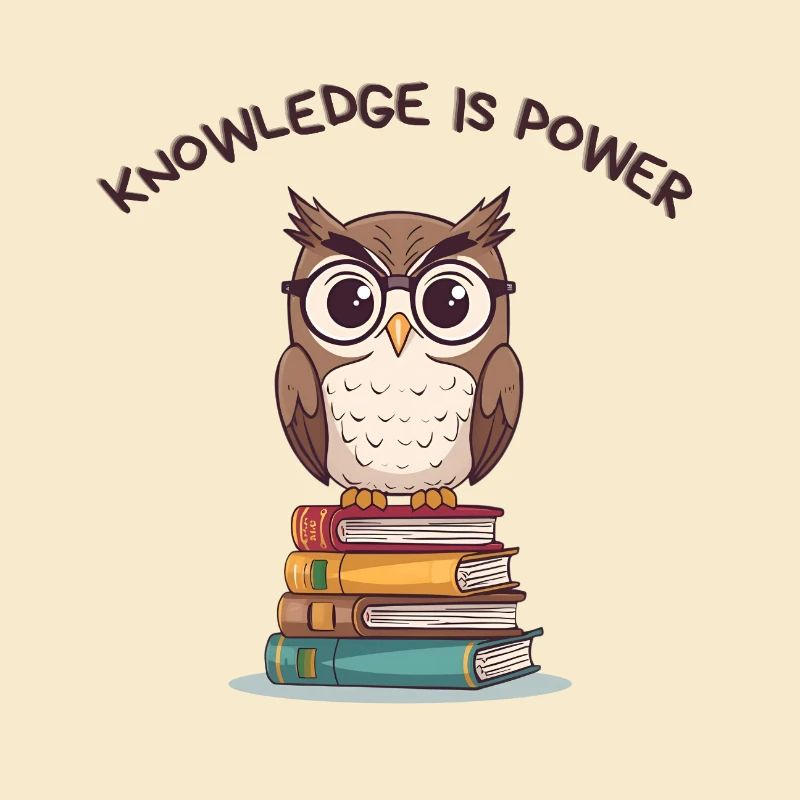 Knowledge is Power – Cute Owl on Books