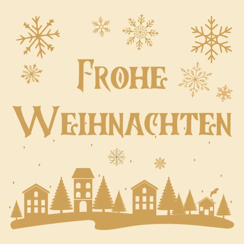 Texte Joyeux Noël rangée dorée de maisons hiver