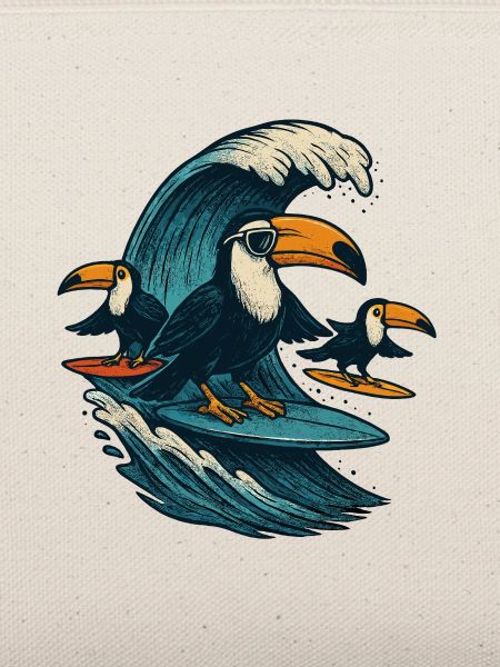 Cool Toucan Surfing Wave Art