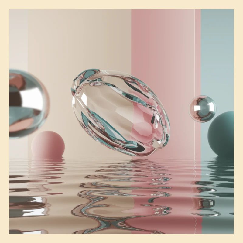 Pastel reflections in an abstract sphere