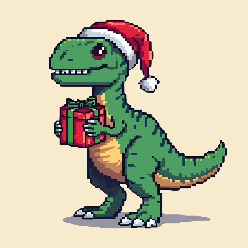 8-Bit Pixel Velociraptor Weihnachten