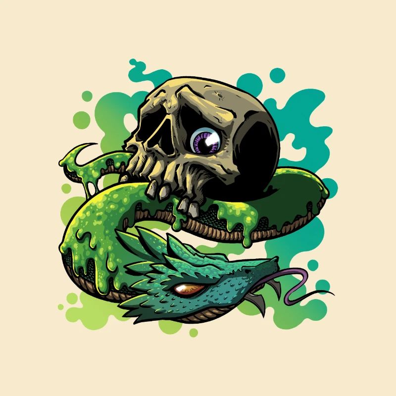 Neon Snake Skull