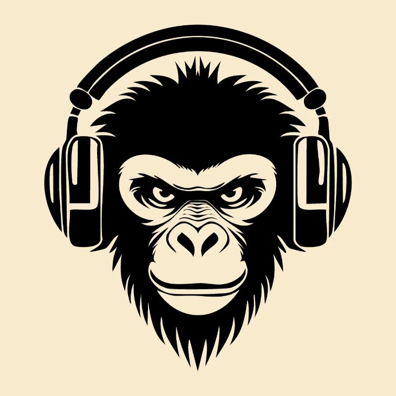 Finsterer Comic-Affe mit Kopfhörern Shirt