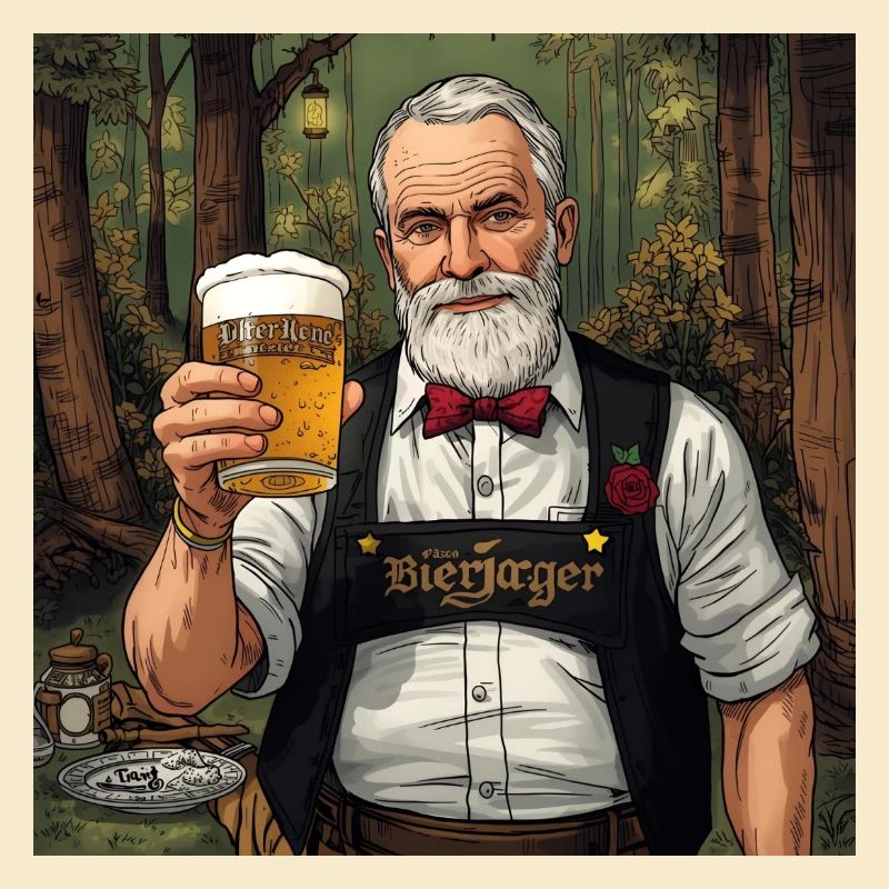 Bierjäger im Waldabend