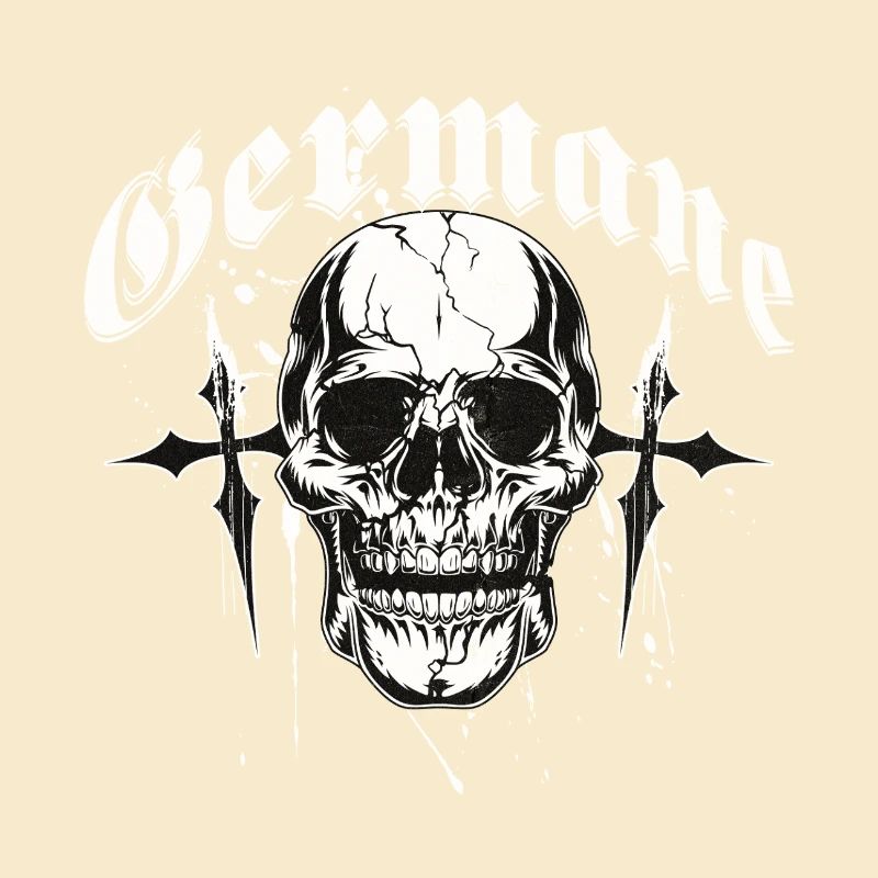 Gothic Skull Cross Print Germanic