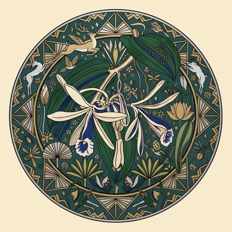 Orchidée vanille et feuillage