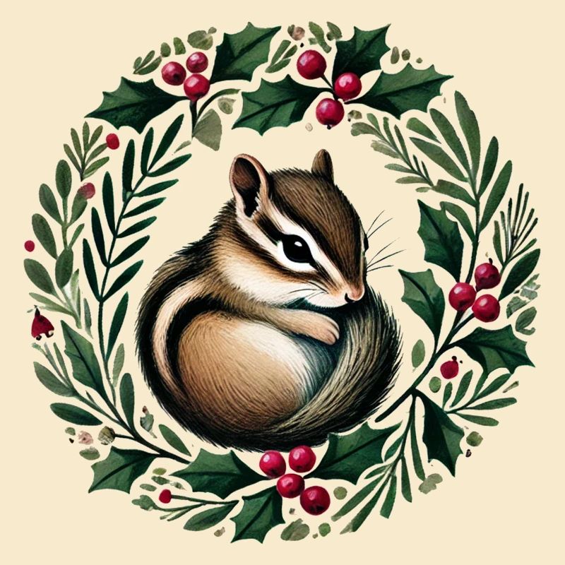 Holly Wreath Squirrel Charm