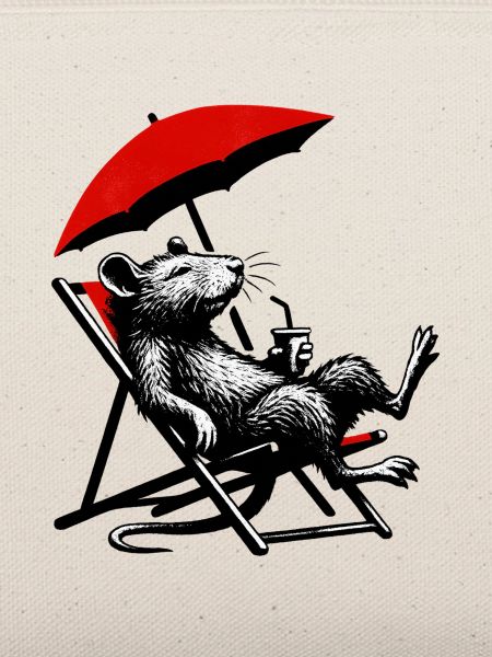 Ratte am Strand mit Cocktail