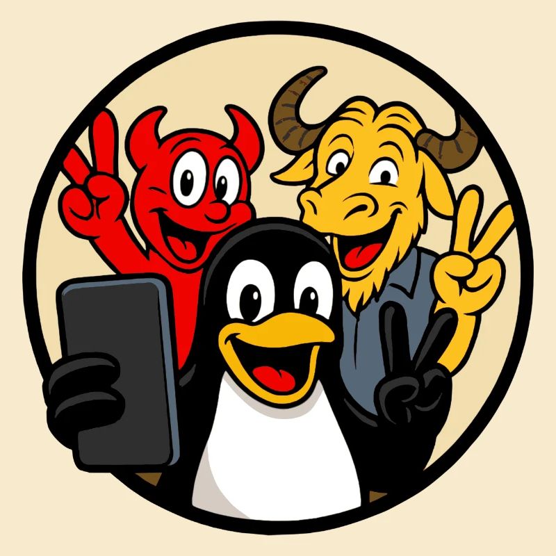 Smoking, Beastie & GNU Selfie